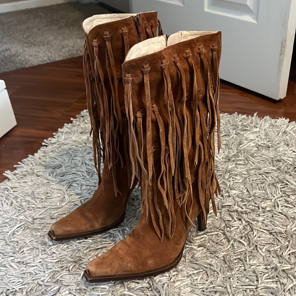 Fringe Heel Boots size 7.5